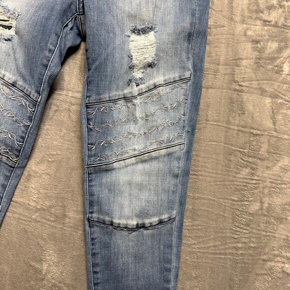 KanCan Los Angeles Distressed Skinny Jeans Womens Sz 9/28 Blue Denim Medium Wash - Picture 5 of 8